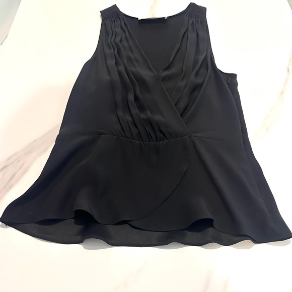 Amanda Uprichard Deep V- Black Silk Draped Wrap Top Size Small - Picture 2 of 6